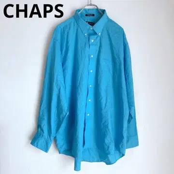 CHAPS 남성용 셔츠 긴팔 셔츠 포인트 컬러 코튼 혼방 무지 버튼 다운