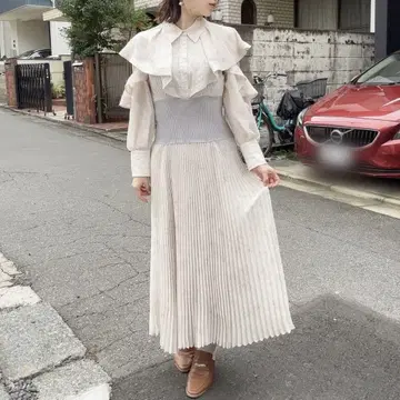 [ 익명 배송 ] 새상품급 허리 리브 셔츠 원피스 snidel 그레이
