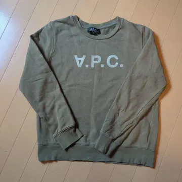 A.P.C. 로고 크루넥 맨투맨 S 올리브