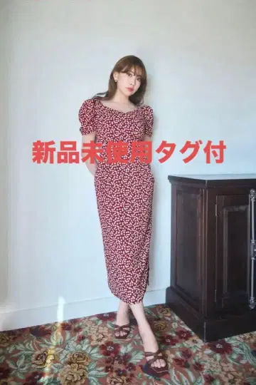 [ Her lip to ] 체리 패턴 원피스 버건디