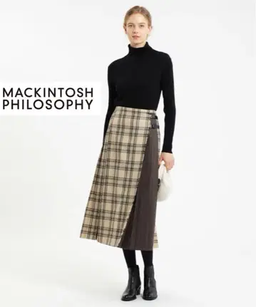 MACKINTOSH PHILOSOPHY 삭소니 체크 퀼트 스커트