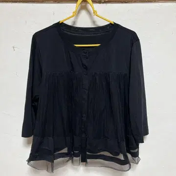 토쿠코 프리미어볼 블랙 오부 소매 셔츠/블라우스