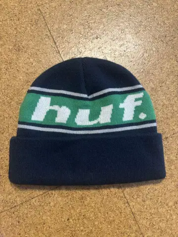 huf 로고 니트 모자 네이비/그린