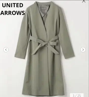 UNITED ARROWS 노카라 트윌 V넥 벨트 코트