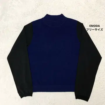 EMODA 에모다 시어 바이컬러 긴팔 모크넥 스웨터