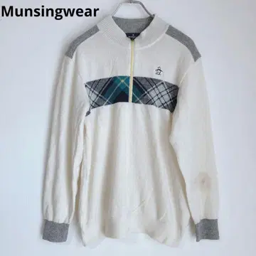 먼싱웨어 긴팔 스웨터 하프 지퍼 울 혼방 골프 크림 M