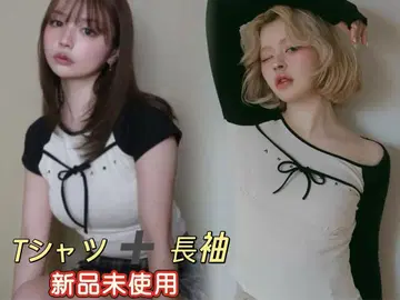 인기 완판 andmary Alma ribbon tops 블랙 반팔/긴팔