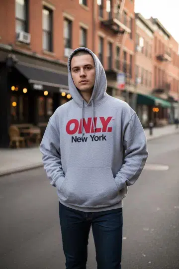 M869 ONLY NY USA 그레이 후드 부착 맨투맨 S