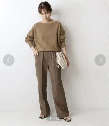 프레임워크 포켓 부착 와이드 풀오버 브라운 코튼 니트