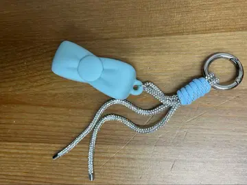 스카이블루 리본형 실리콘 키링