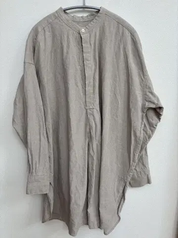 카구레 린넨 베이지 튜닉 긴팔