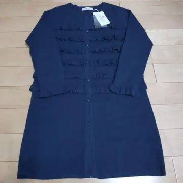 GALLERY VISCONTI 롱 네이비 프릴 가디건