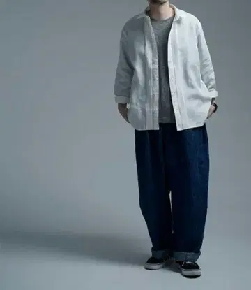 wafu. 와타누키 복장 린넨 핀턱 셔츠