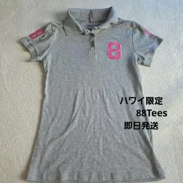 그레이 피케 셔츠 8 자수 반팔 하와이 한정판