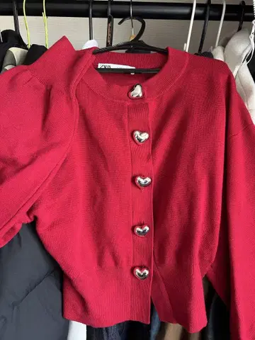 ZARA 레드 가디건 XS