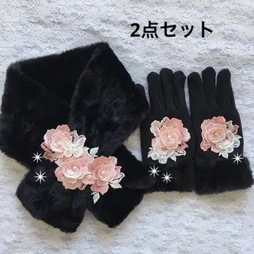 B-121 쁘띠 장갑 장미 나비 블랙 방한 핸드메이드