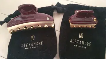 ALEXANDRE 헤어 클립 S.M 2개 세트 보르도