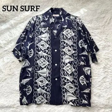 컨디션 최상 SUN SURF 아로하 셔츠 XL 네이비