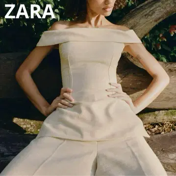 [새상품] ZARA 셋업 사이드 슬릿 오프숄더 하이라이즈 팬츠