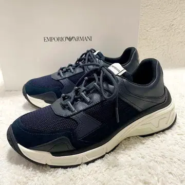 박스 포함 미사용 엠포리오 아르마니 메쉬 가죽 스니커즈