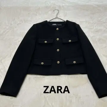 ZARA 노카라 자켓 크롭 블레이저 플랩 골드 버튼 블랙