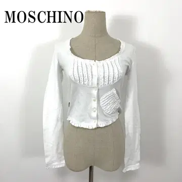 LA8228 모스키노 숏 기장 가디건 볼레로 화이트 코튼 38
