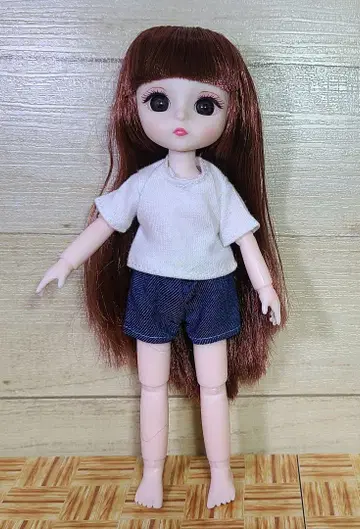 캐주얼 인형 장발 브라운 18cm