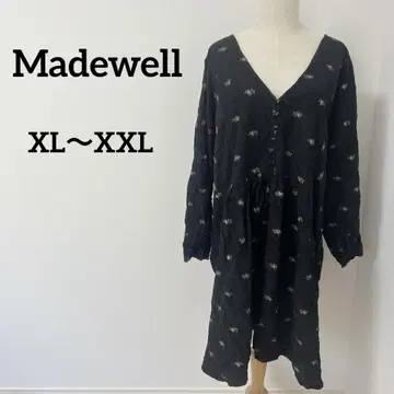 Madewell 블랙 꽃무늬 긴팔 무릎 기장 원피스 XL~XXL 상당