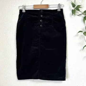 w closet 하이웨스트 코듀로이 타이트 스커트 블랙 F