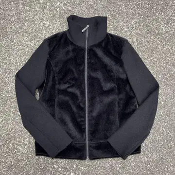 90s archive 퍼 지퍼 니트 블루종 다크코어