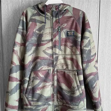 BURTON 버튼 Bonded 풀 집업 후드티 S 사이즈 카모 무늬 발수