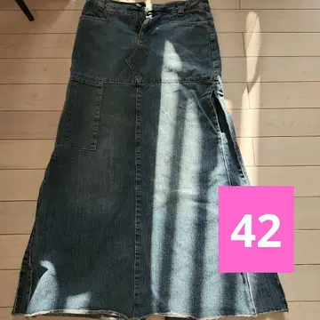 데님 블루 타이트 스커트 패치워크