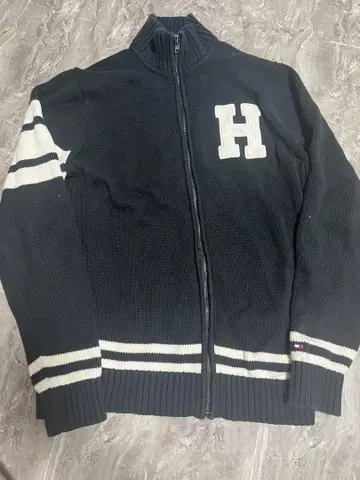 TOMMY HILFIGER 블랙 집업 스웨터 L