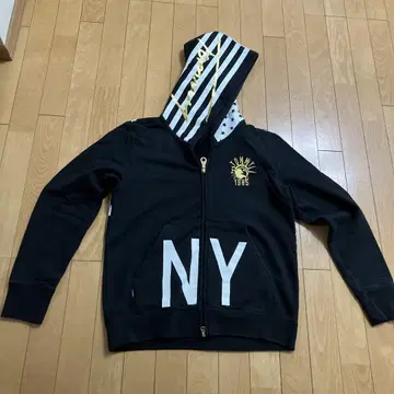 TOMMY 블랙 후드티 M 사이즈 NY 프린트