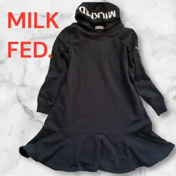 MILKFED. 플레어 원피스 후드티 맨투맨 블랙