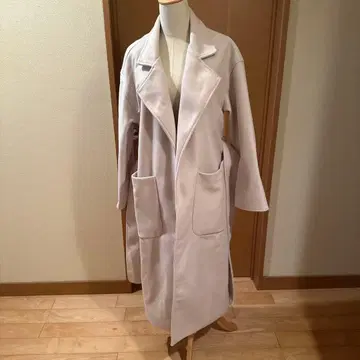 아이보리 롱 코트 허리 벨트 포함