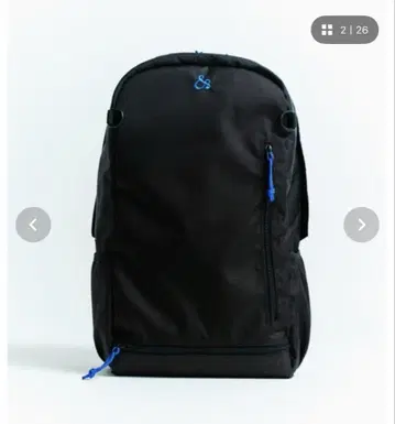 심플 블랙 백팩 블루 악센트