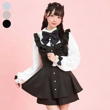 시크릿허니 소매 레이스 핀턱 프릴 요크 절개 셋업