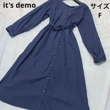 잇츠 데모 네이비 긴팔 롱 원피스 버튼 포함