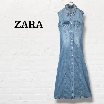 자라 ZARA 맥시 길이 데님 원피스 슬리브리스 [ XS ] 블루