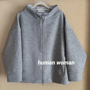 휴먼 우먼 그레이 더블 지퍼 후드티