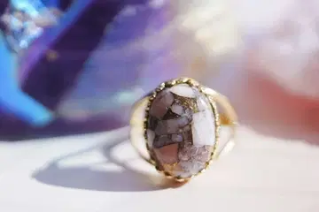 Juvelia 핑크 오팔 구리 반지