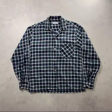 50s DAN RIVER wrinkle shed 오픈 카라 체크 셔츠