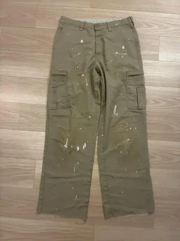 디키즈 카고 팬츠 카키 4 포켓 페인트 오니 페이드