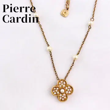 피에르 가르뎅 클로버 펄 골드 목걸이 빈티지