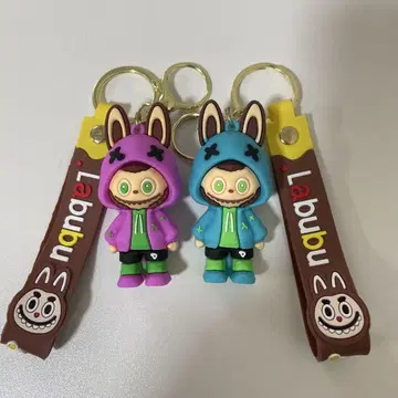 Labubu 토끼 귀 피규어 키링 2색 세트