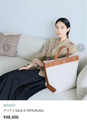 이아쿠치 아리아 베이지와 브라운의 토트백