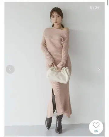 SNIDEL [WEB 한정 컬러] 원숄더 아지메 니트 원피스