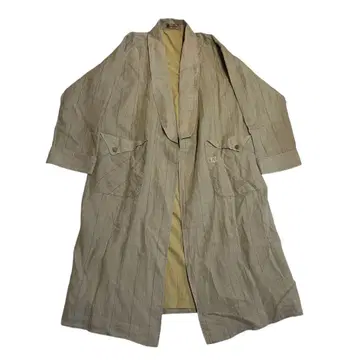 PIERRE BALMAN 빈티지 체크 무늬 린넨 가운 자켓