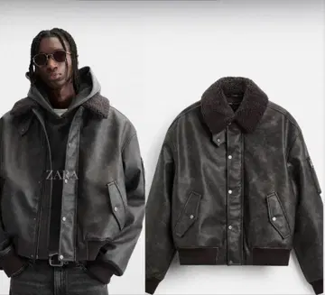 ZARA 인조 가죽 봄버 자켓 S 사이즈